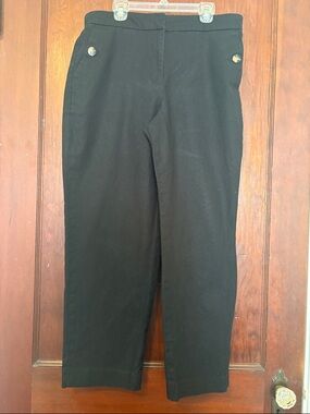 J. Crew Black Flat Front with Back Elastic-Waist Pants
